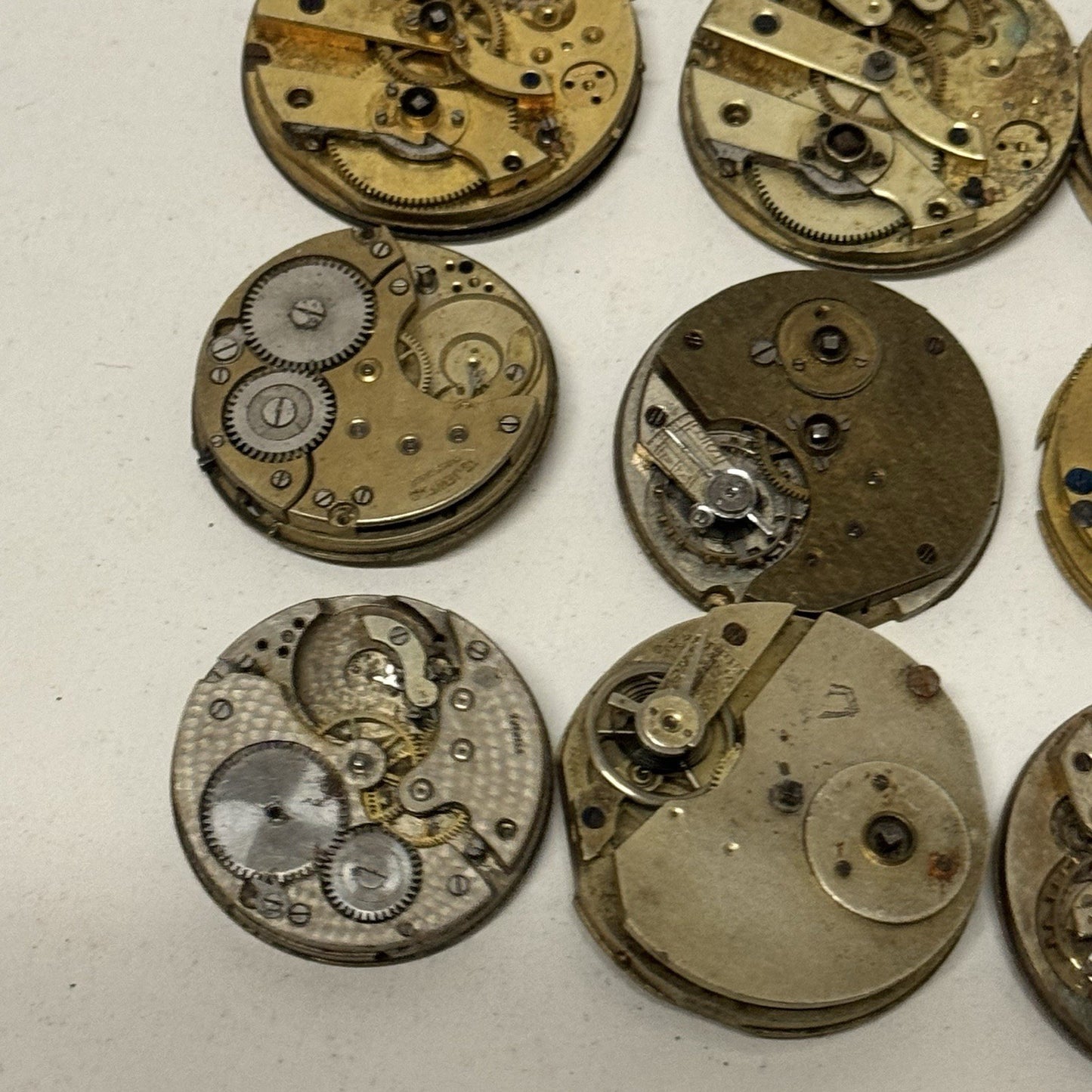 9 x Antique Mixed Pocket Watch Movements Bundle Job Lot Spares Repairs Parts