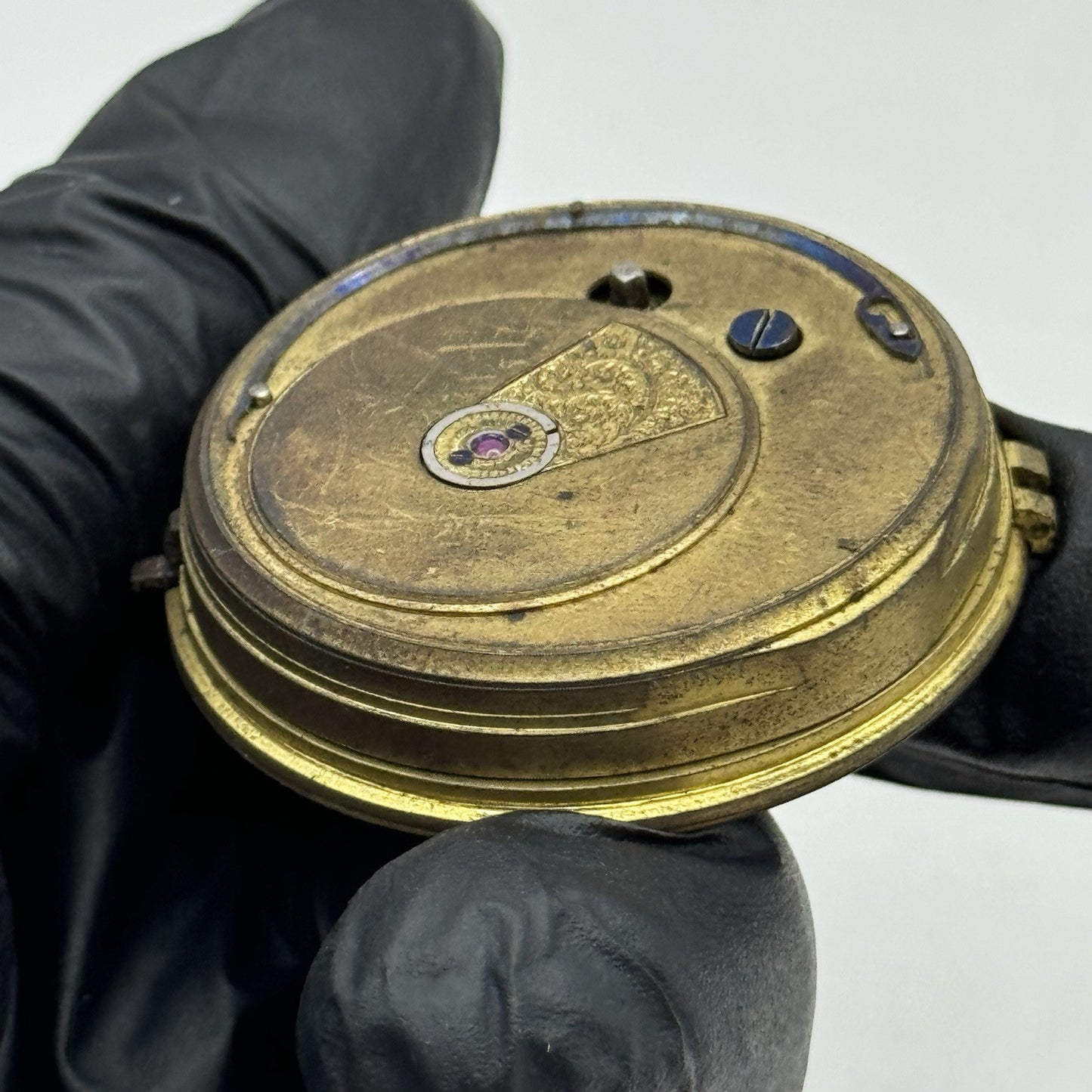 44.7mm Antique Greenock Fusee Pocket Watch Movement - Balance Intact PARTS