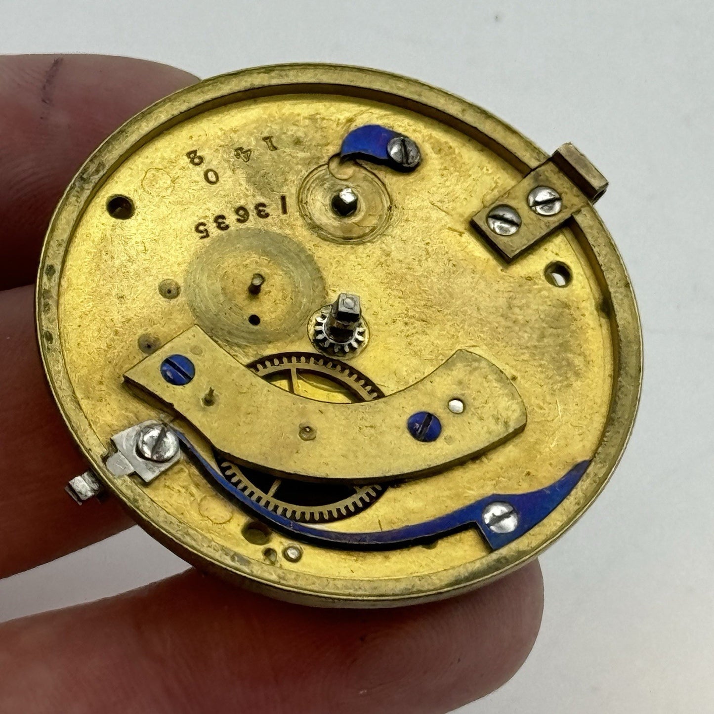 43mm Antique Fusee Pocket Watch Movement - Chain Missing PARTS REPAIR SPARES