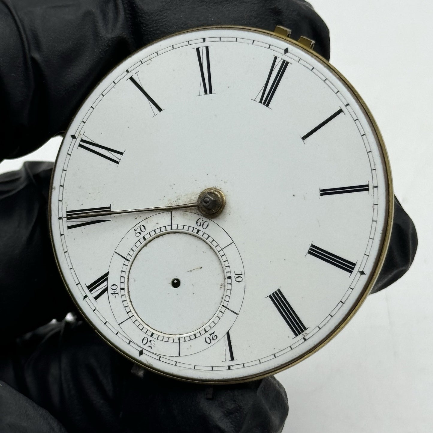 45.7mm Antique Key Wound Fusee Pocket Watch Movement Chain Present PARTS REPAIR