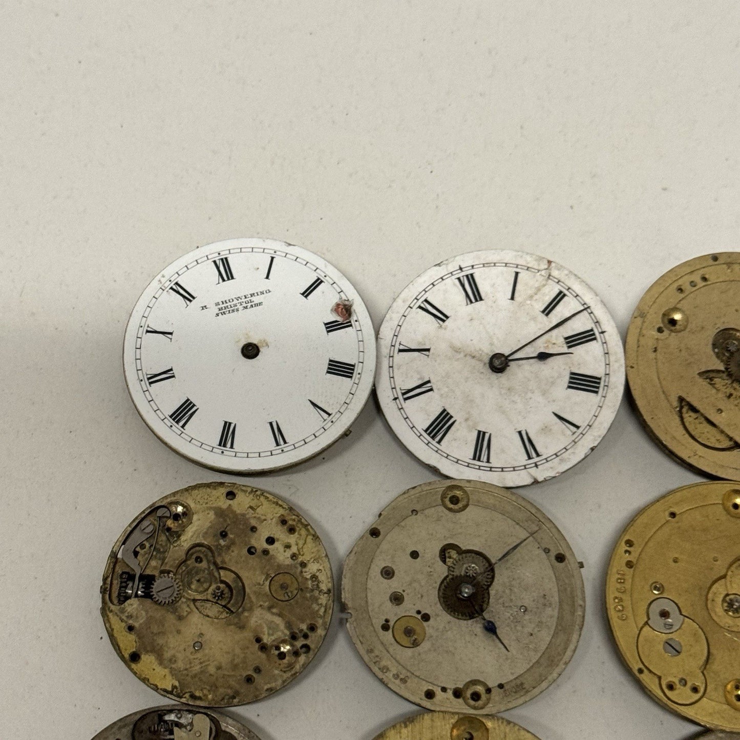 9 x Antique Mixed Pocket Watch Movements Bundle Job Lot Spares Repairs Parts