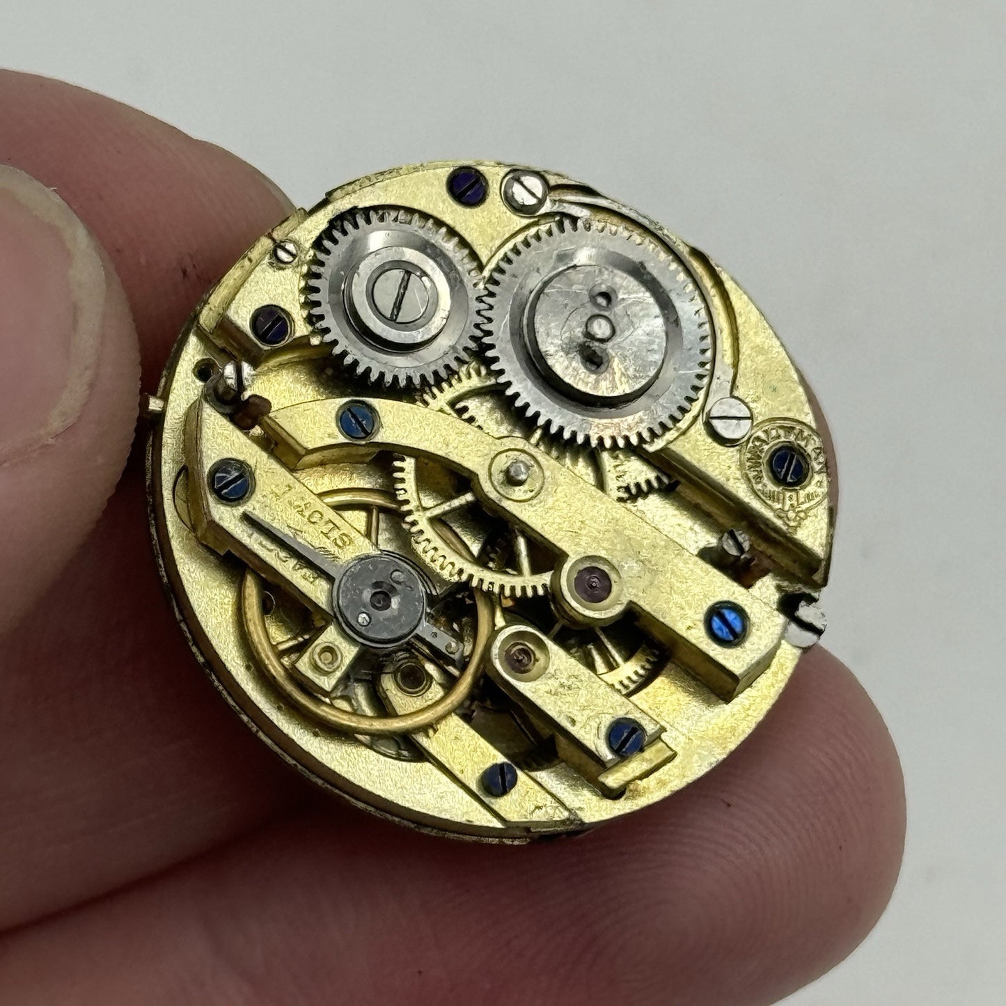 28.6mm Antique Waltman Beautiful Porcelain Dial Pocket Watch Movement - PARTS