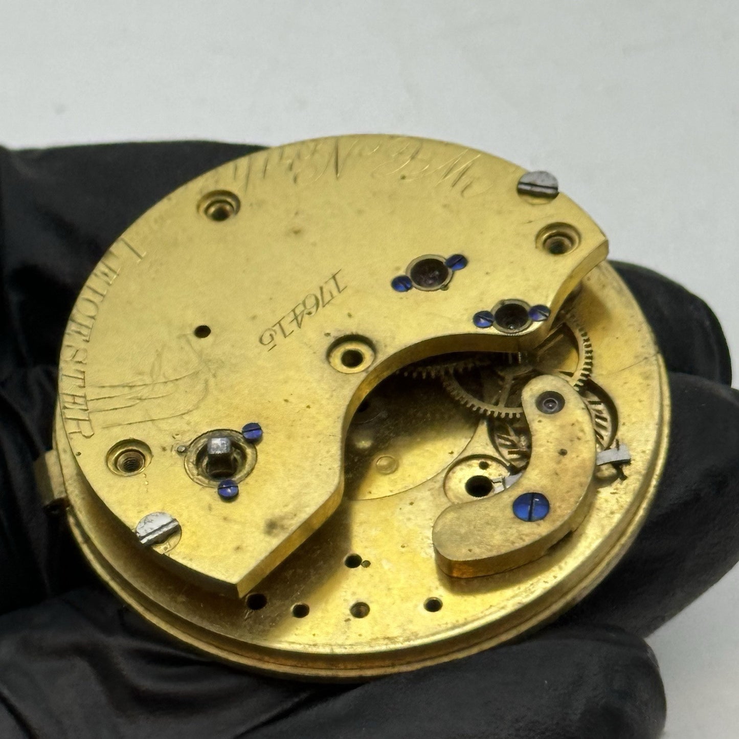43mm Antique Leicester Maker English Pocket Watch Movement - PARTS REPAIR SPARES