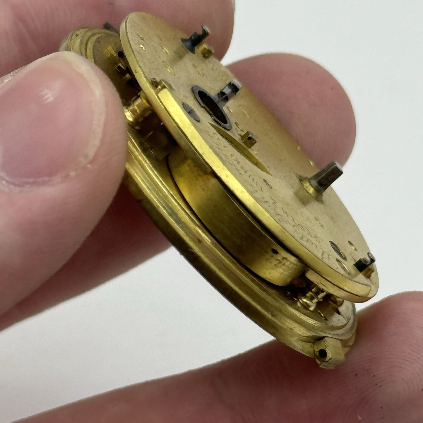 44.9mm Antique Perth & Dunkeld Fusee Pocket Watch Movement - Chain Missing PARTS