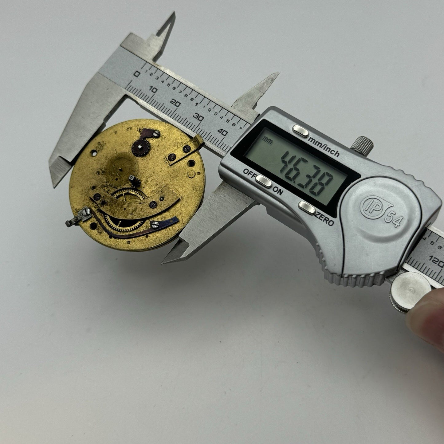 46.3mm Antique Fusee Pocket Watch Movement - Chain Present PARTS REPAIR SPARES