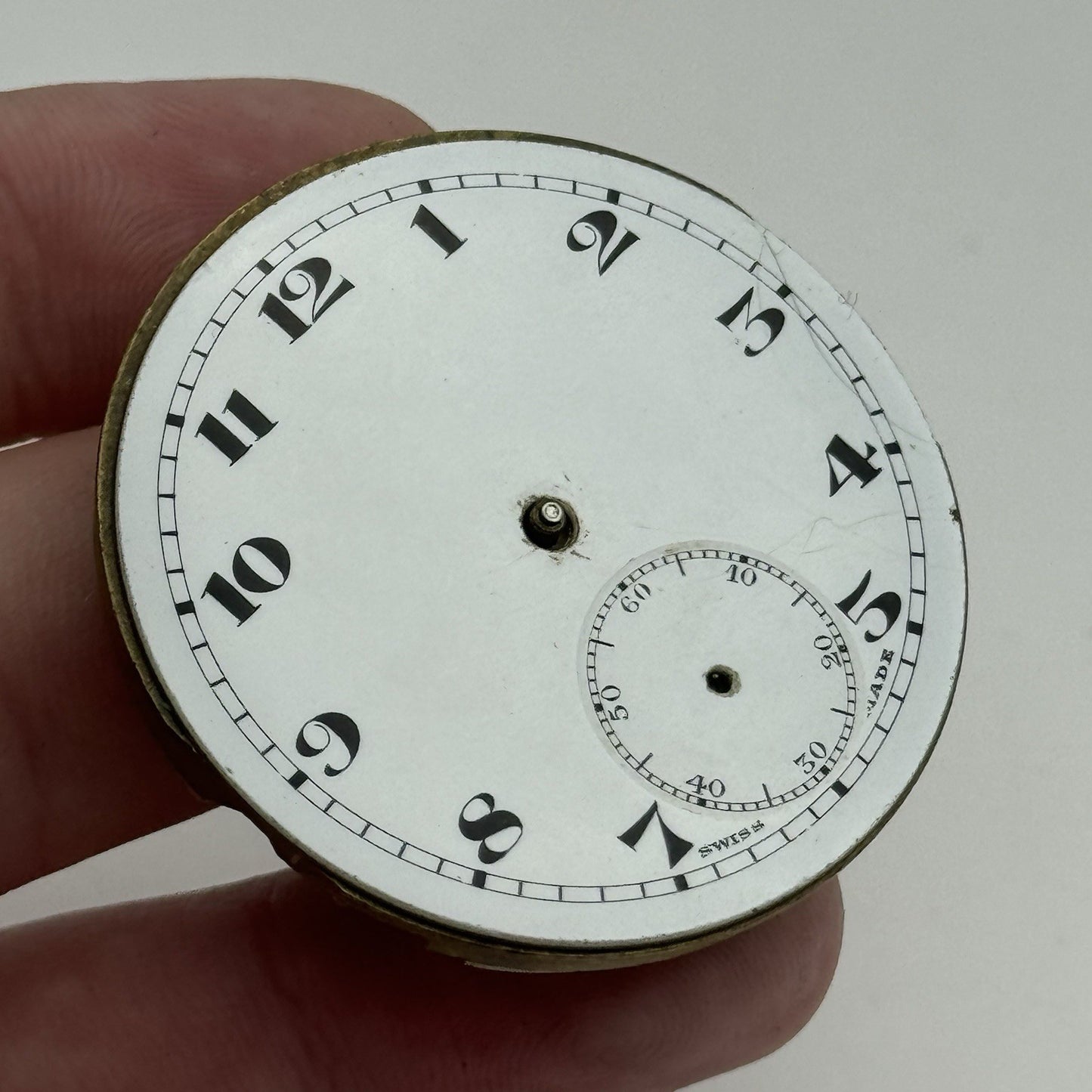 43.1mm Vintage Tegra 15 Jewels Good Balance Hunter Pocket Watch Movement PARTS