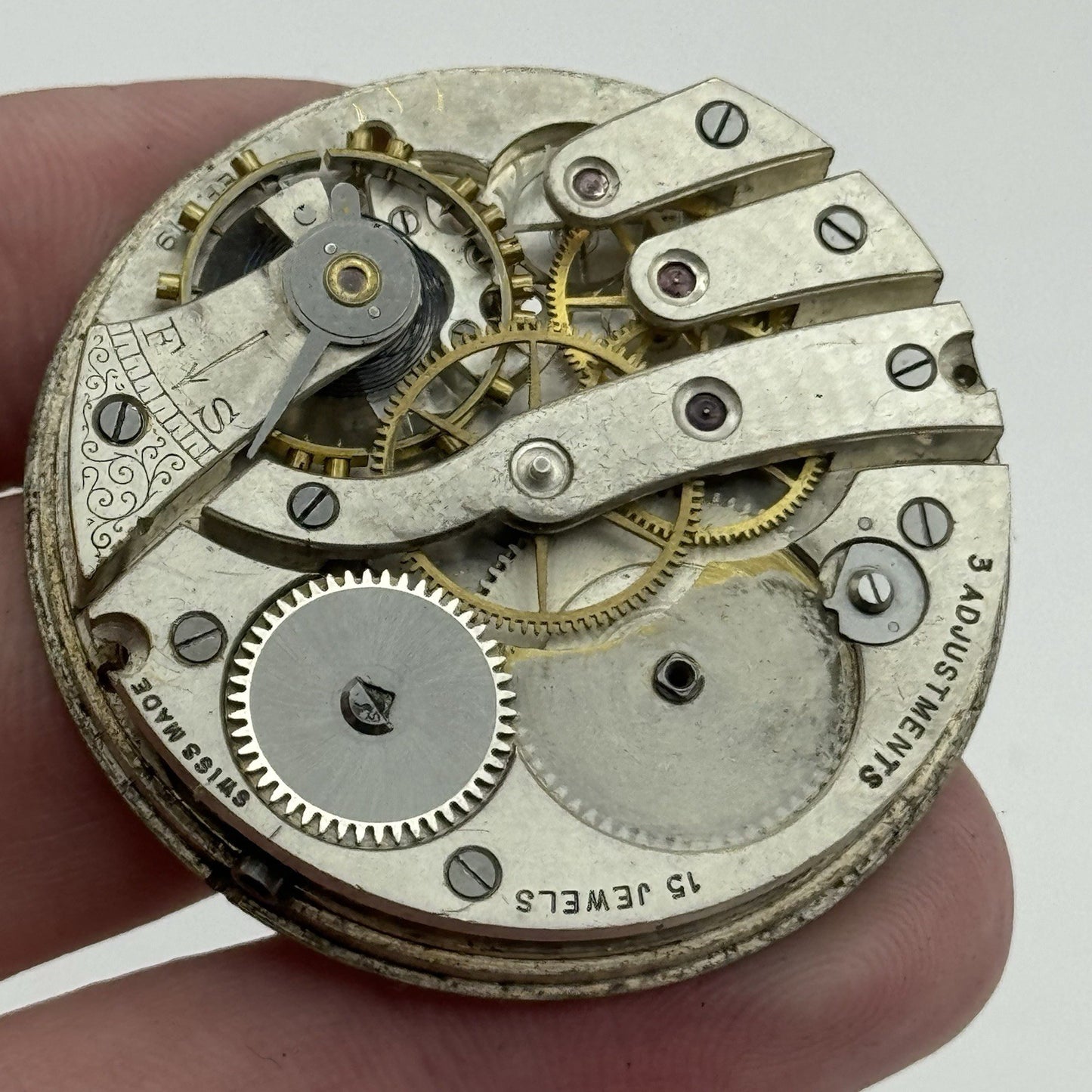 43mm Cyma Tavannes Ref 919 Vintage Swiss Pocket Watch Movement For PARTS REPAIR