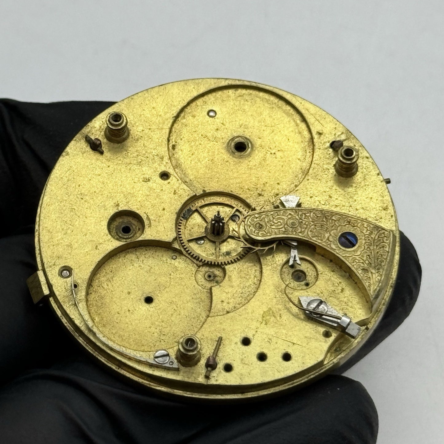 48.6mm Marine Decimal Chronograph Dial & Partial Pocket Watch Movement PARTS