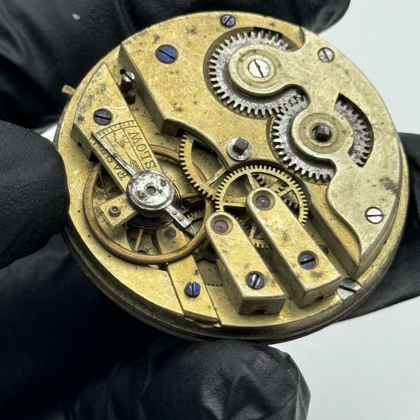 43.1mm Interesting Antique Pocket Watch Movement - Porcelain Dial PARTS REPAIR