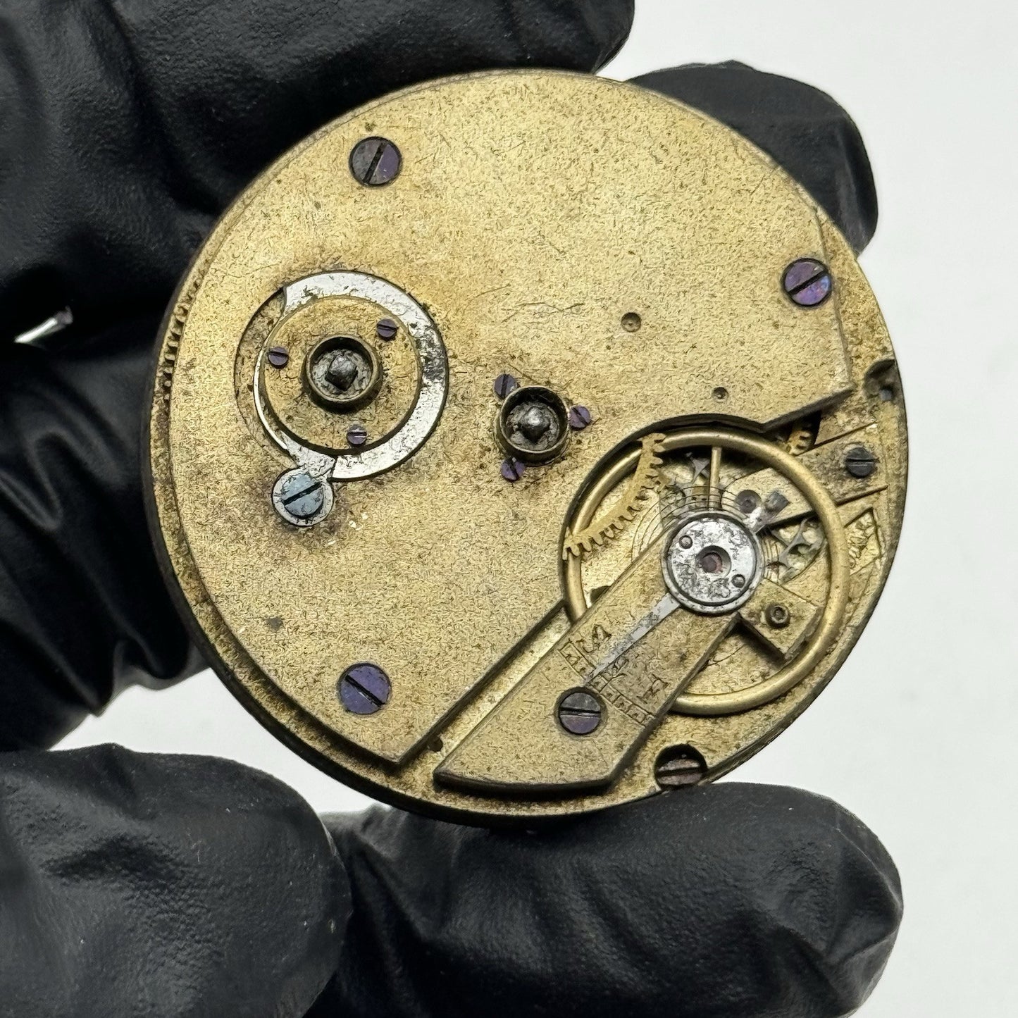43.2mm Antique Key Wound Pocket Watch Movement - Roman Numerals PARTS REPAIR
