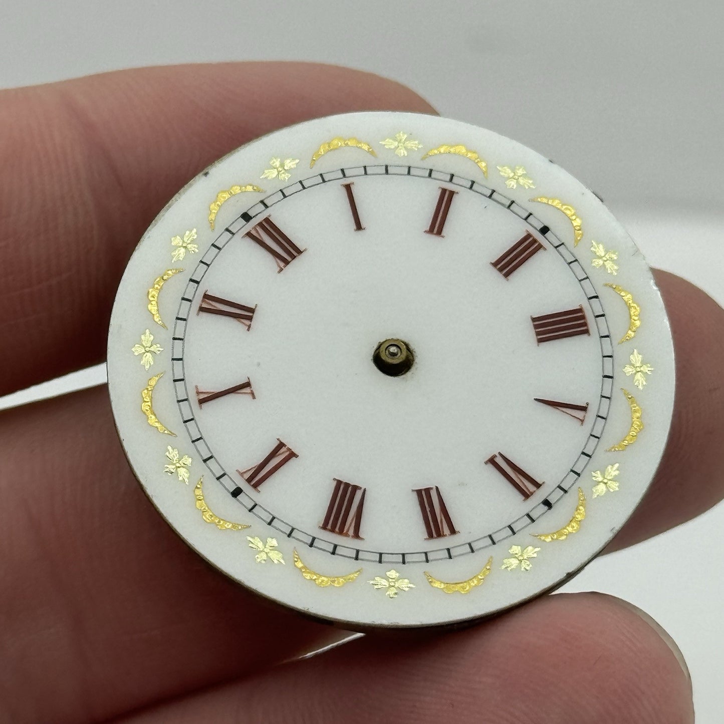 33.8mm Antique Beautiful Porcelain Dial Pocket Watch Movement - PARTS REPAIR