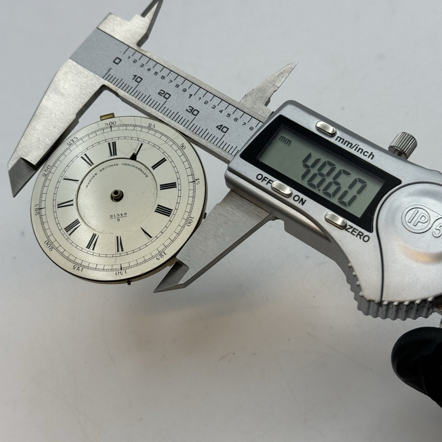 48.6mm Marine Decimal Chronograph Dial & Partial Pocket Watch Movement PARTS