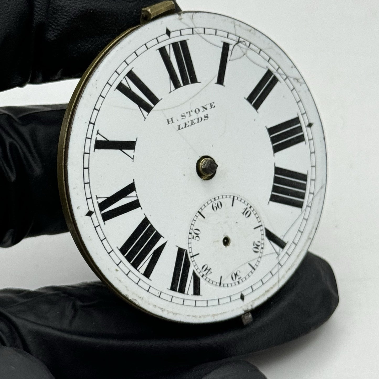 47.2mm Antique H Stone Leeds Key Wound Partial Pocket Watch Movement - PARTS