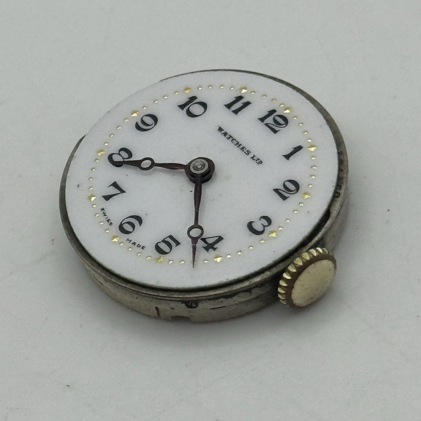 23.6mm Watches LTD Porcelain Dial Hands Watch Movement - Good Balance FOR PARTS