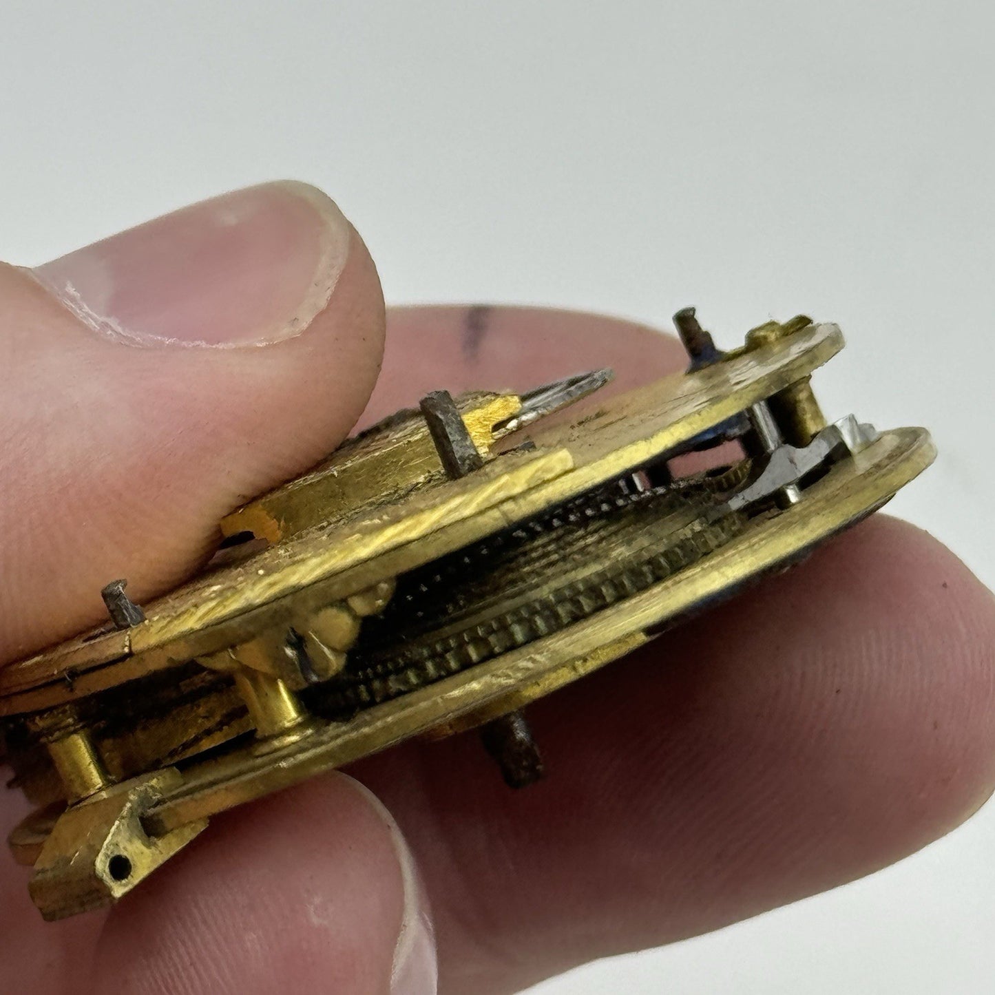 43.5mm Antique Fusee Pocket Watch Movement - Chain Present PARTS REPAIR SPARES
