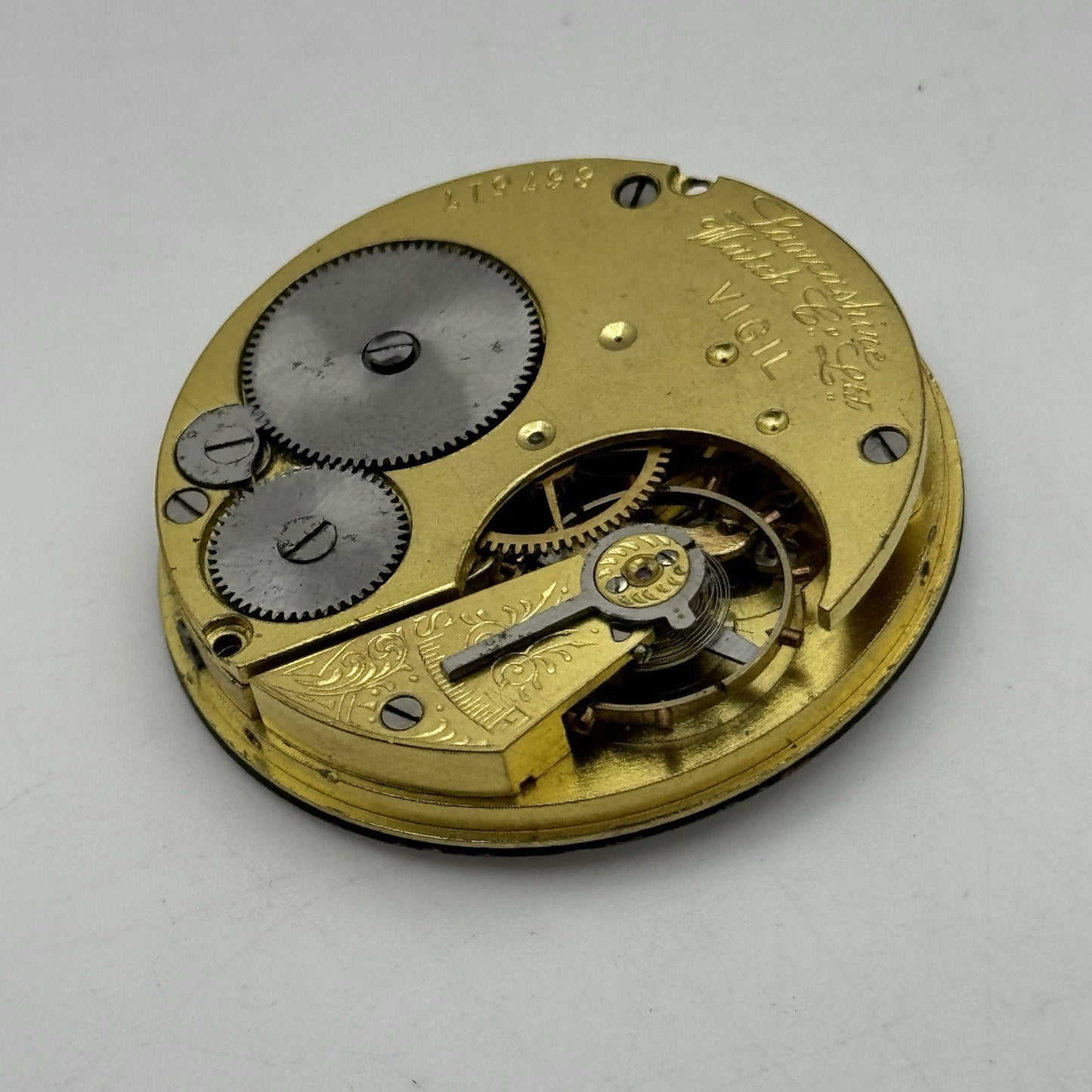 43.2mm Lancashire Watch Co Vigil Prescot Open Face Pocket Watch Movement - PARTS
