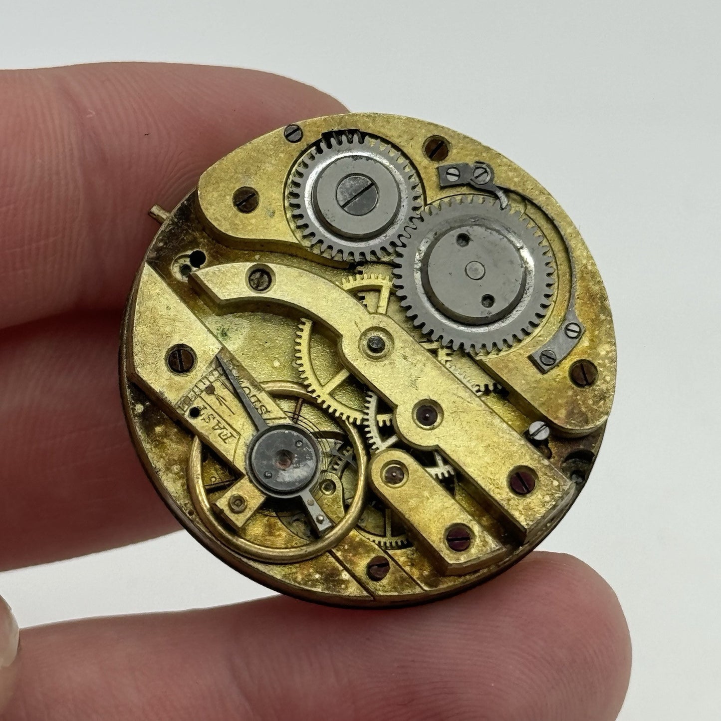 35.5mm Antique Beautiful Porcelain Dial Pocket Watch Movement - PARTS REPAIR