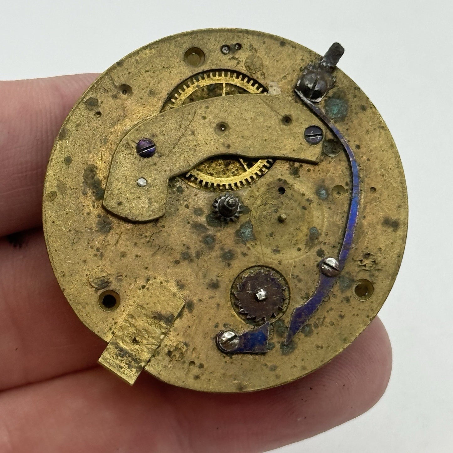 43mm Antique Fusee Pocket Watch Movement - Chain Missing PARTS REPAIR SPARES