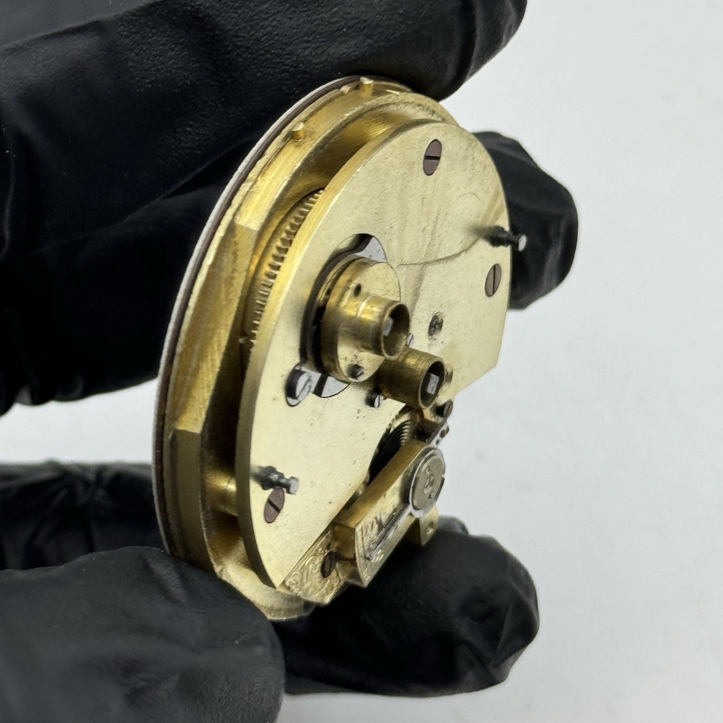 43.7mm Antique Key Wound Pocket Watch Movement - Porcelain Dial PARTS REPAIR