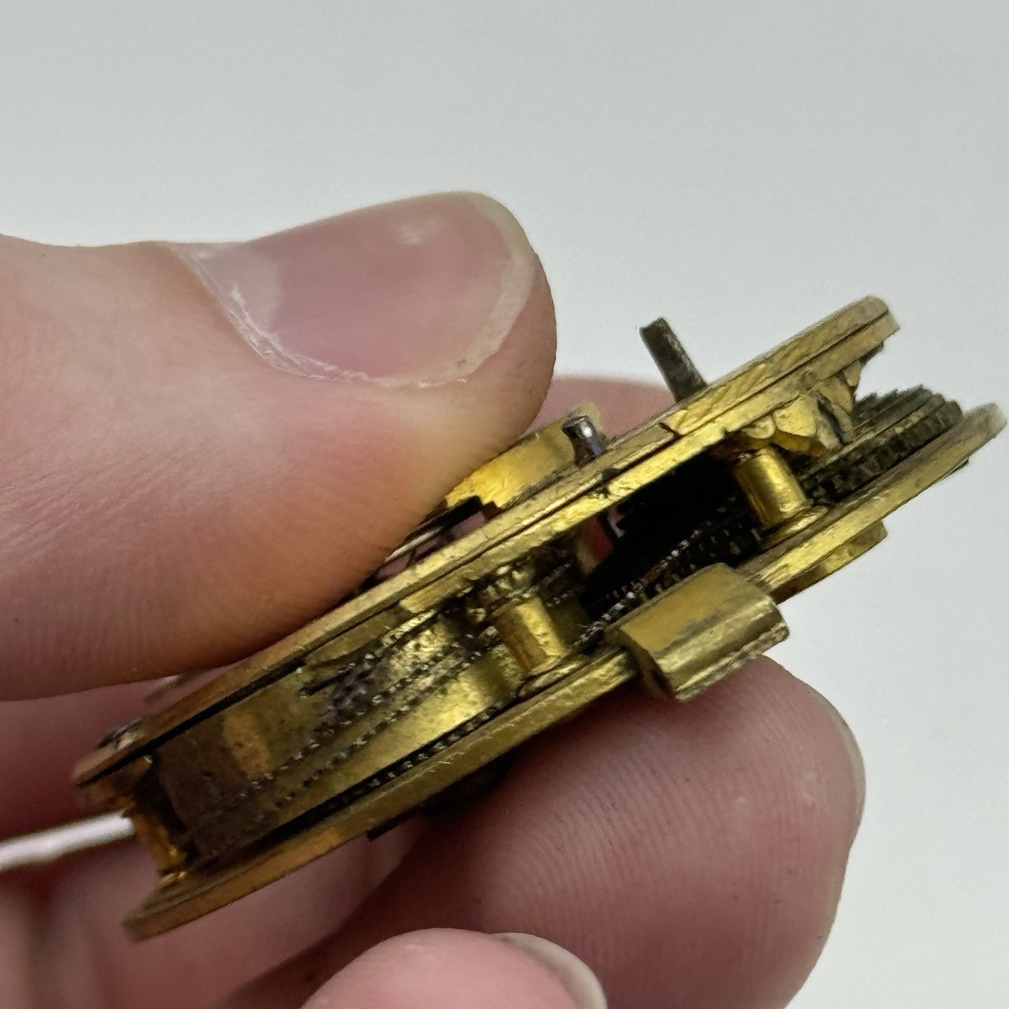 43.5mm Antique Fusee Pocket Watch Movement - Chain Present PARTS REPAIR SPARES
