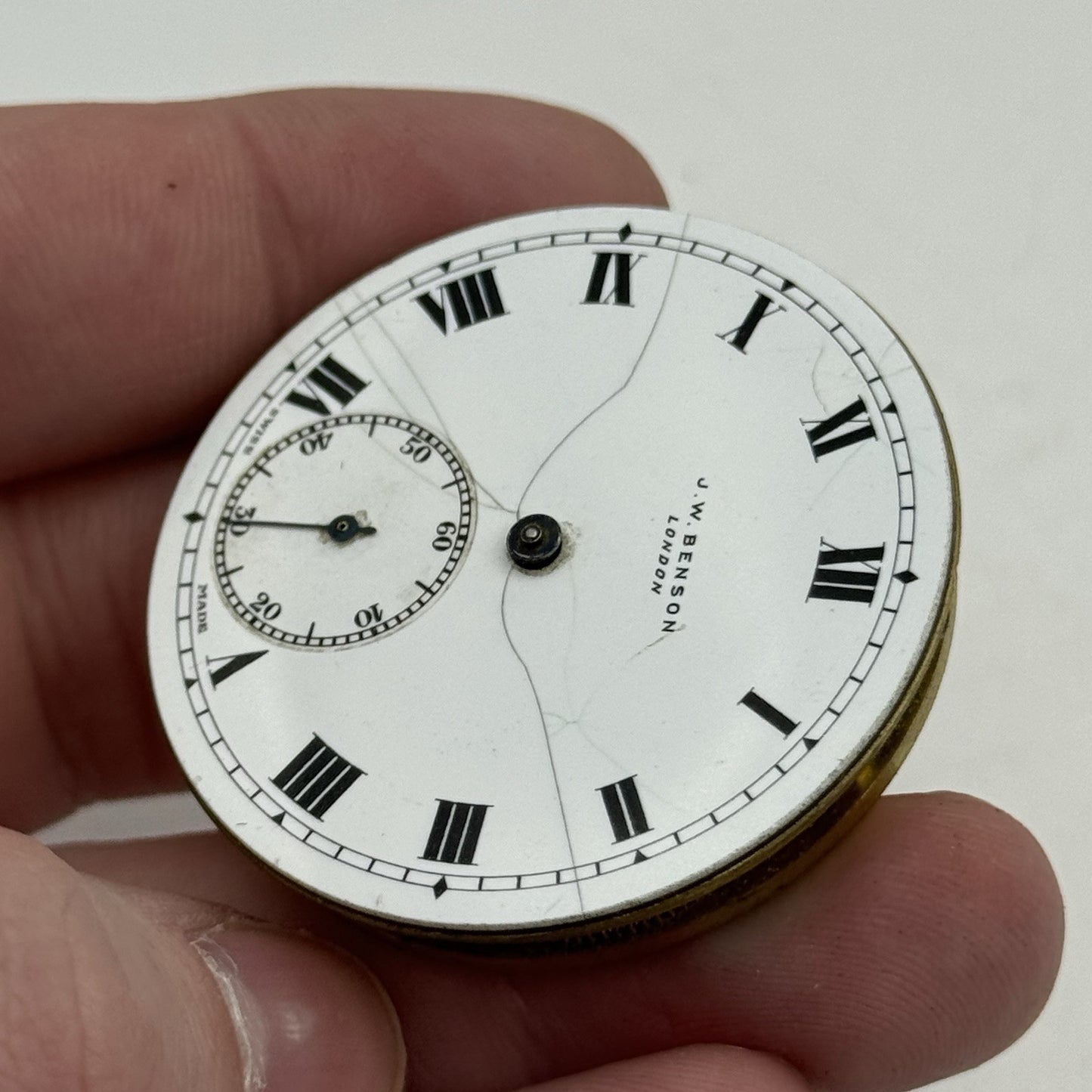 43.1mm J W Benson Ref 939a Manual Wind Swiss Pocket Watch Movement PARTS REPAIR