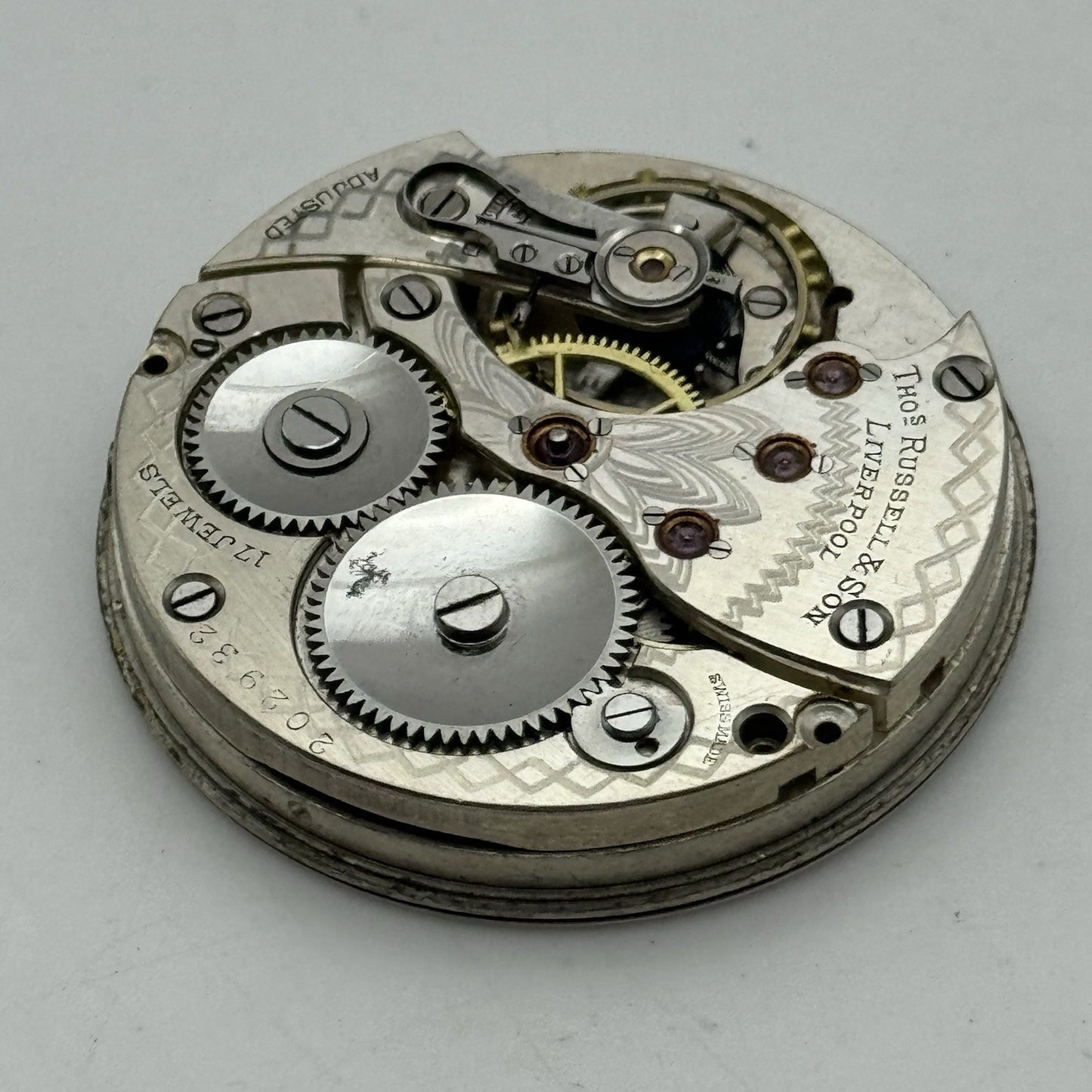 40.9mm High Grade Thomas Russell & Son Open Face Pocket Watch Movement PARTS