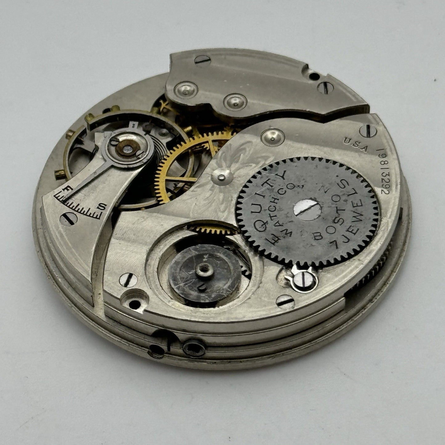 43.3mm Equity Watch Co Boston Open Face American Pocket Watch Movement PARTS