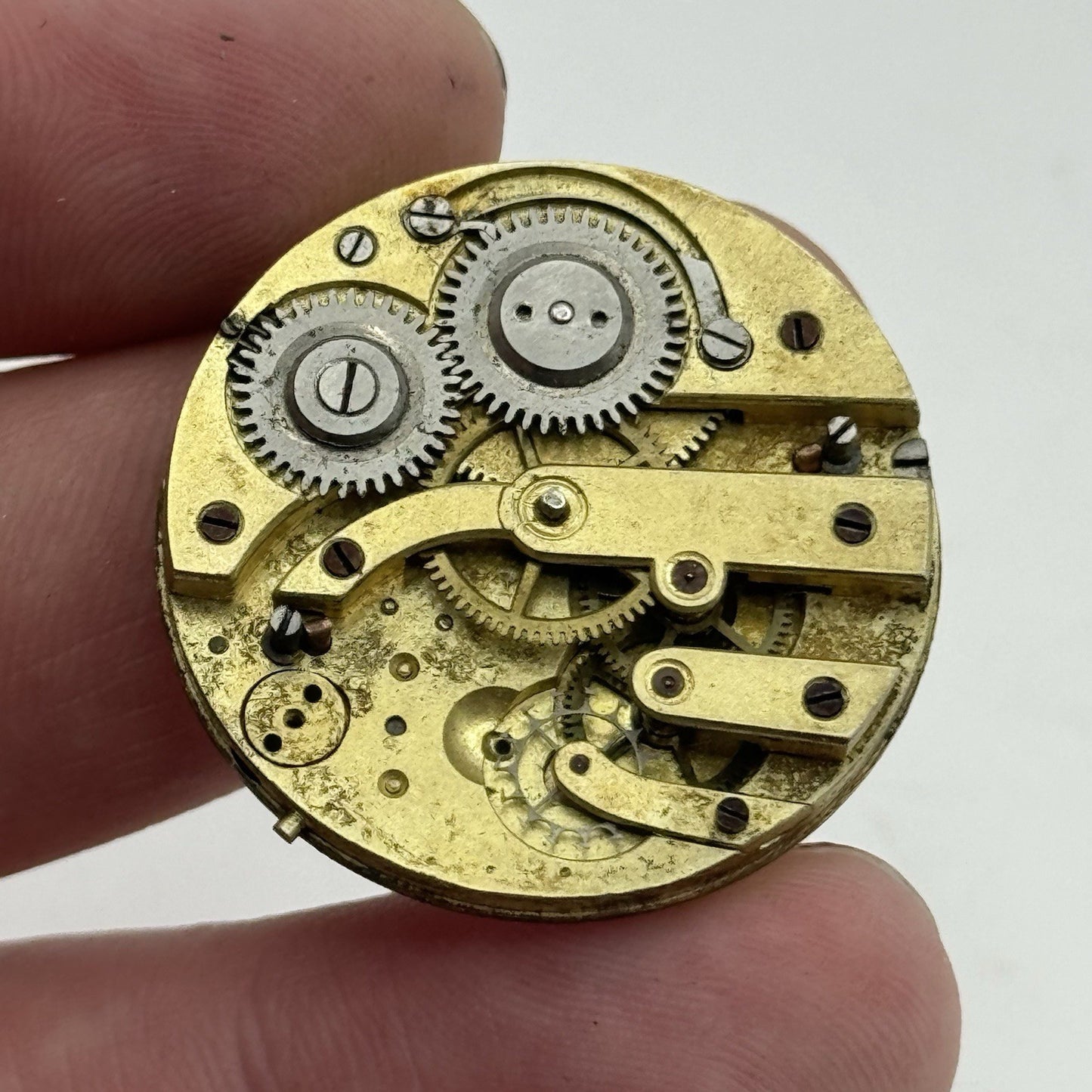 31.4mm Antique Beautiful Porcelain Dial Pocket Watch Movement - PARTS REPAIR