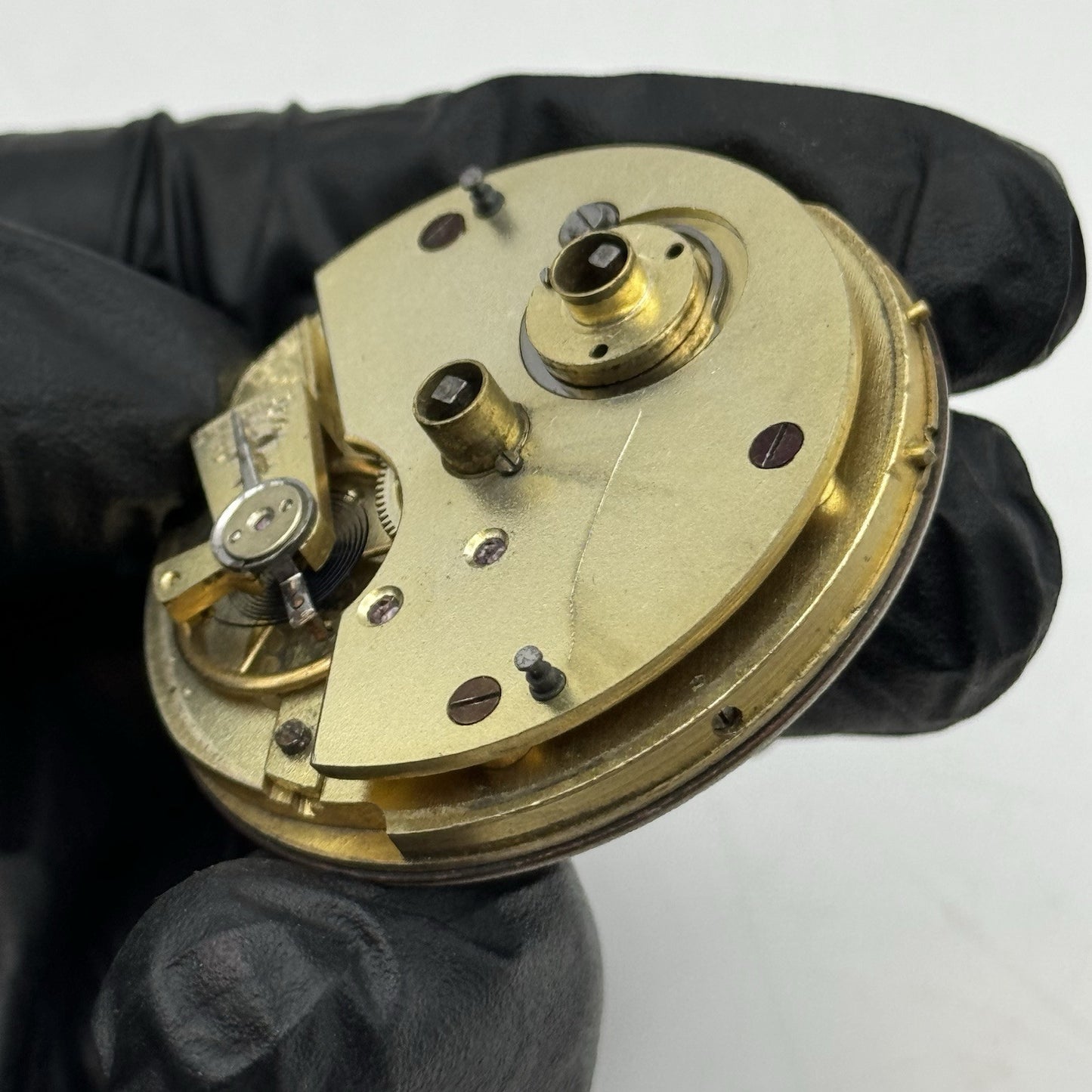 43.7mm Antique Key Wound Pocket Watch Movement - Porcelain Dial PARTS REPAIR