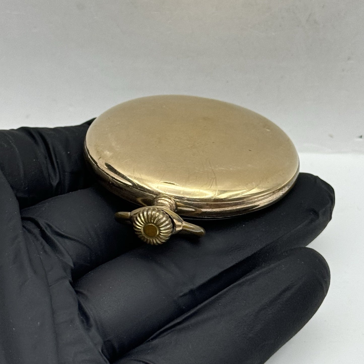 49mm WORKING Vintage Gold Filled Sub Seconds Open Face Pocket Watch & Box