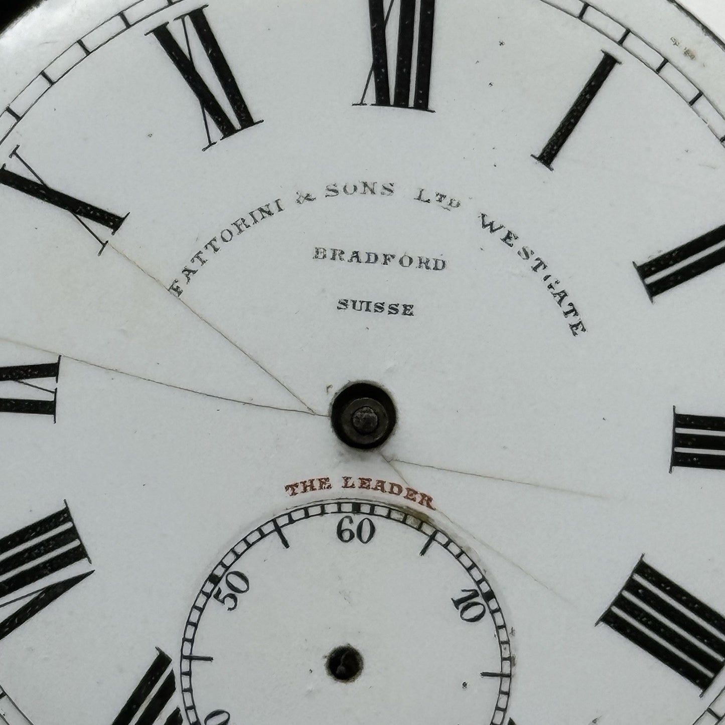43.9mm Antique Fattorini & Sons Bradford The Leader Pocket Watch Movement PARTS