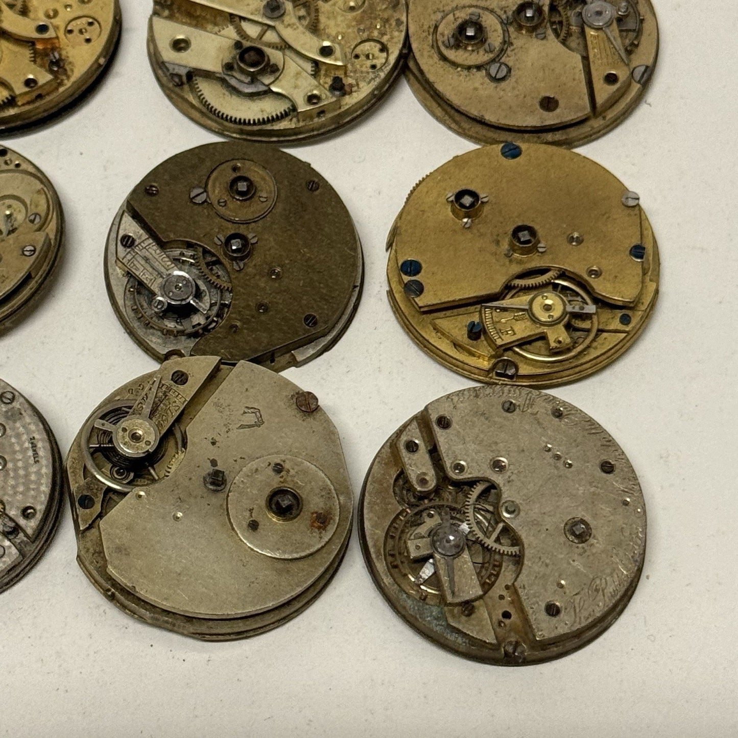 9 x Antique Mixed Pocket Watch Movements Bundle Job Lot Spares Repairs Parts