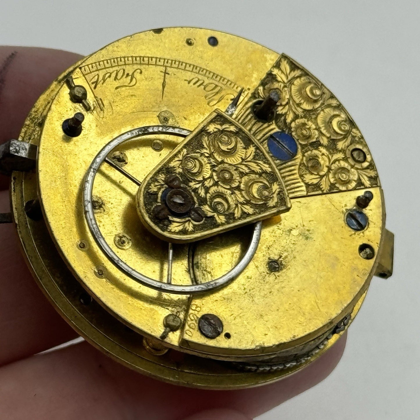 43.5mm Antique Fusee Pocket Watch Movement - Chain Present PARTS REPAIR SPARES