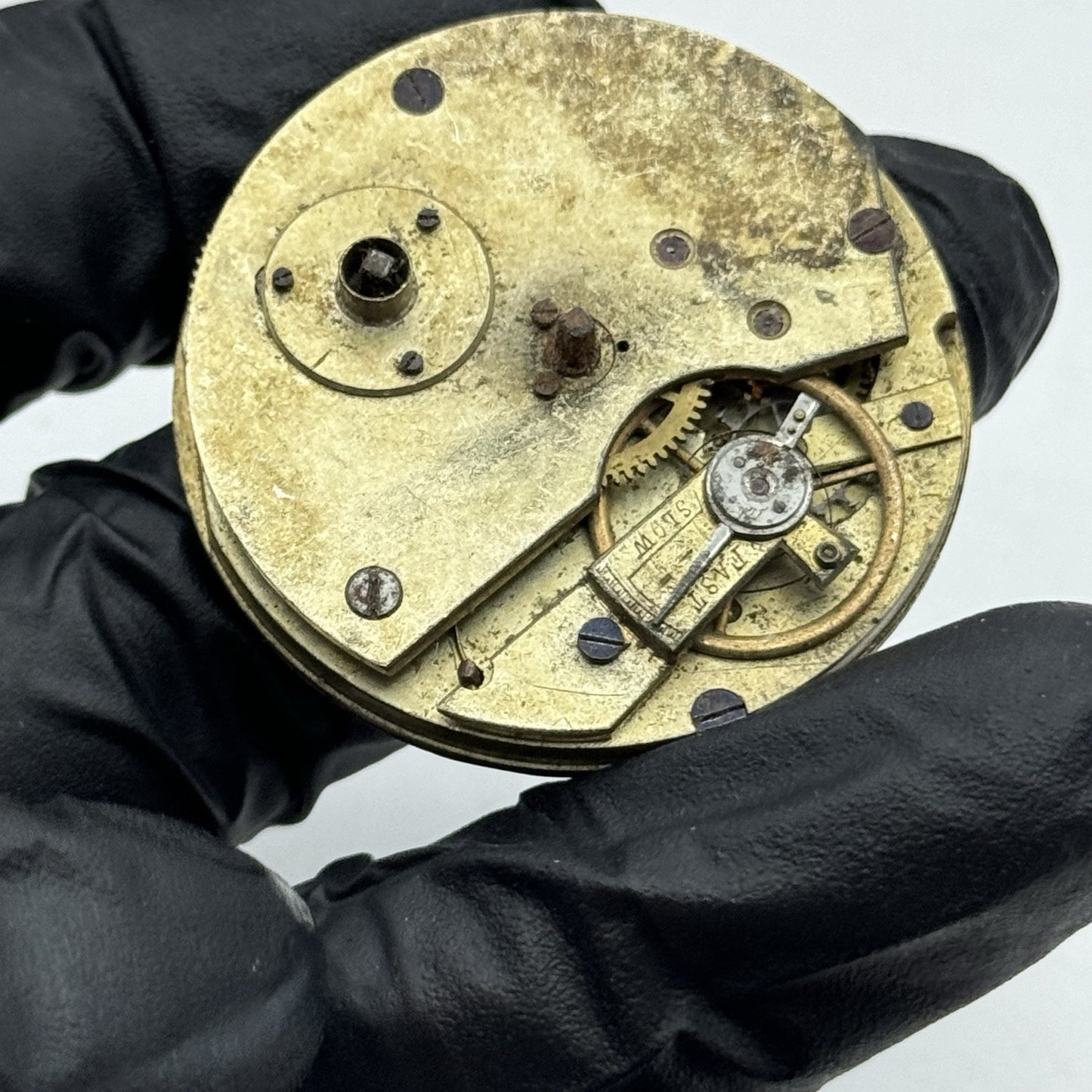 40.7mm Antique Key Wound Roman Numerals Pocket Watch Movement - PARTS REPAIR