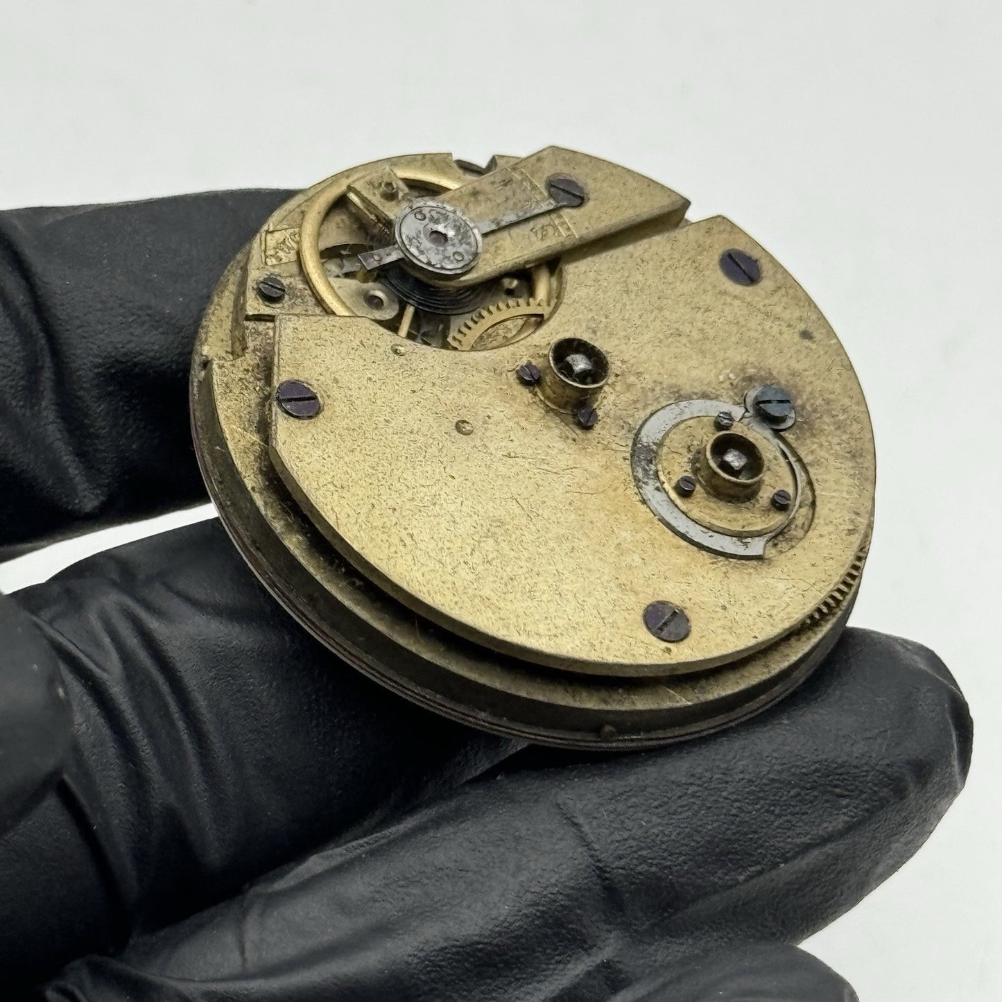 43.2mm Antique Key Wound Pocket Watch Movement - Roman Numerals PARTS REPAIR