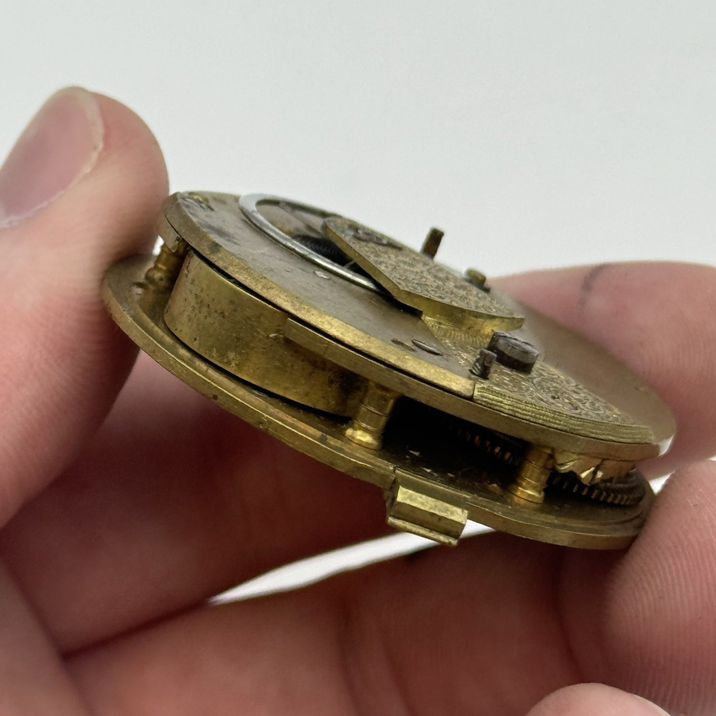 43mm Antique Fusee Pocket Watch Movement - Chain Missing PARTS REPAIR SPARES