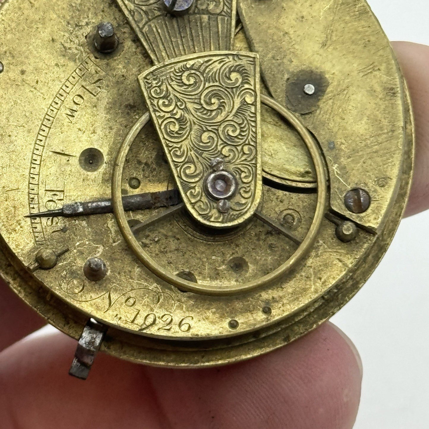 45.2mm Antique Fusee Pocket Watch Movement - Chain Missing PARTS REPAIR SPARES