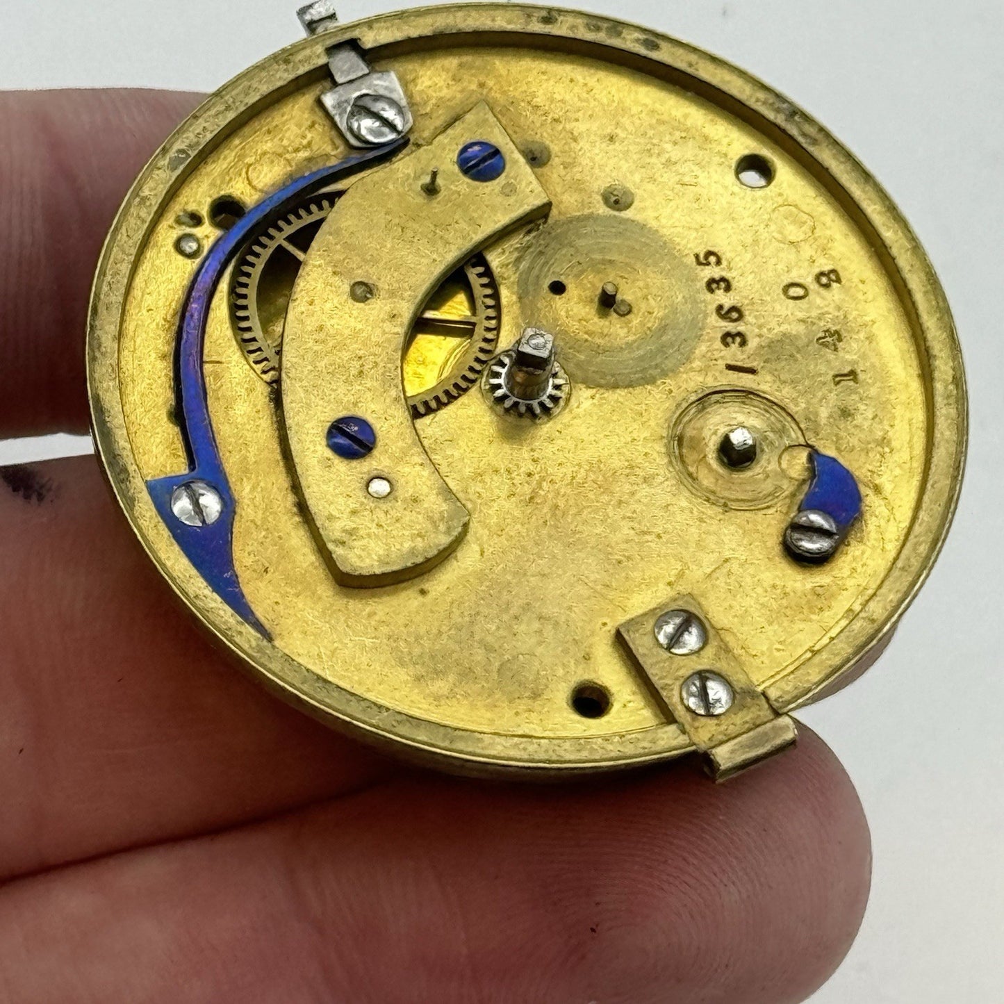 43mm Antique Fusee Pocket Watch Movement - Chain Missing PARTS REPAIR SPARES