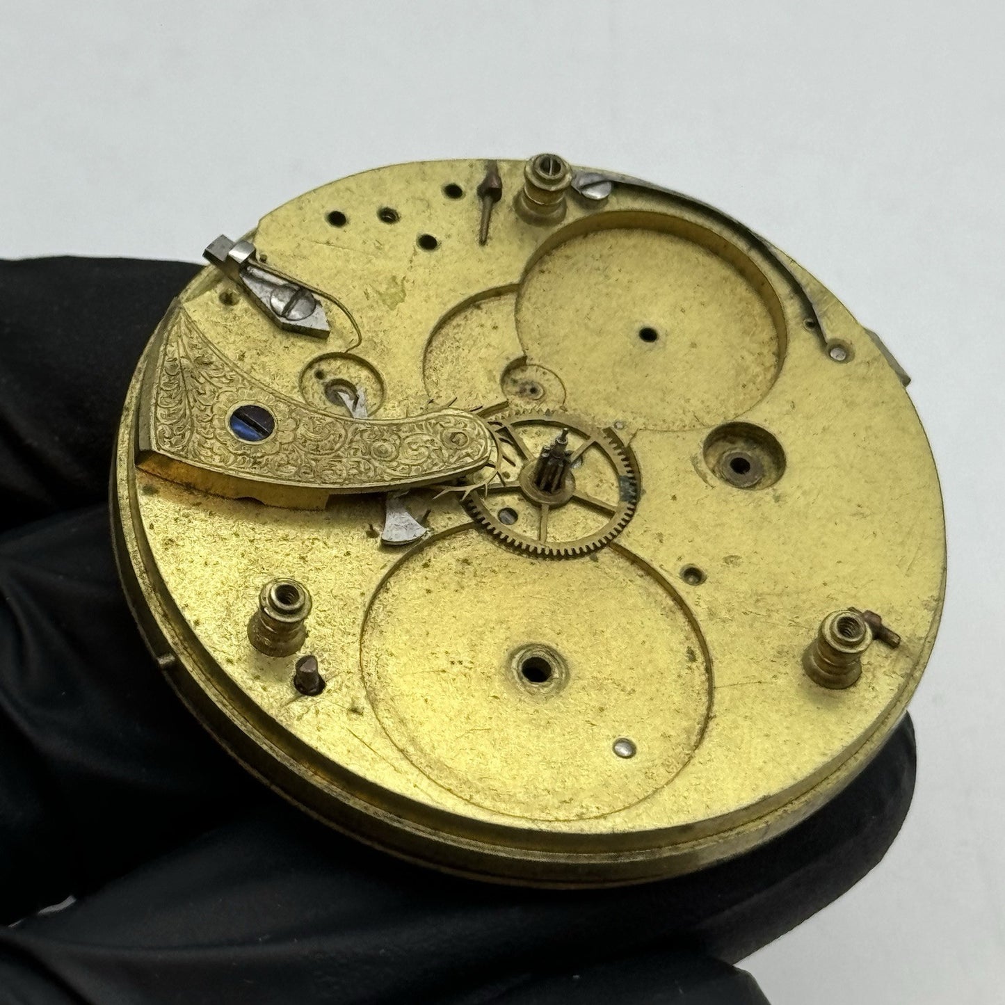 48.6mm Marine Decimal Chronograph Dial & Partial Pocket Watch Movement PARTS