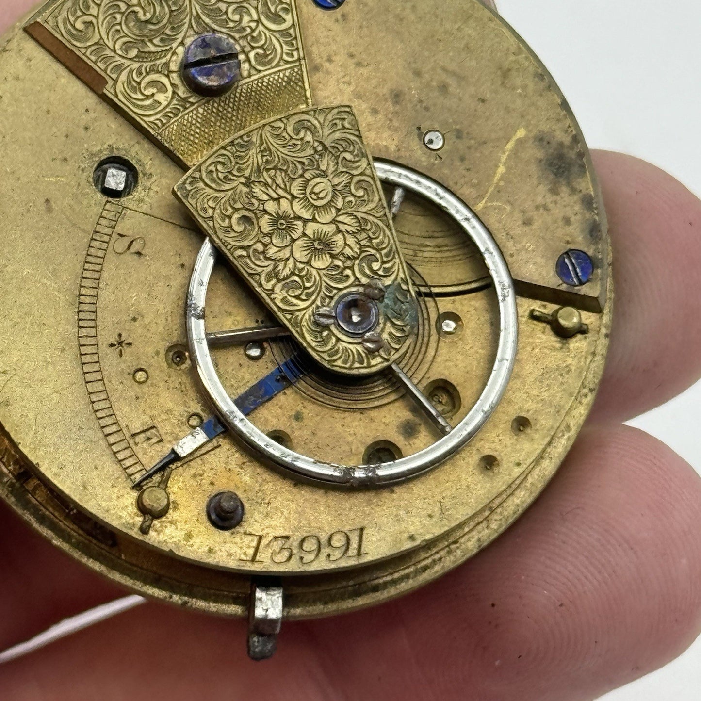 43mm Antique Fusee Pocket Watch Movement - Chain Missing PARTS REPAIR SPARES