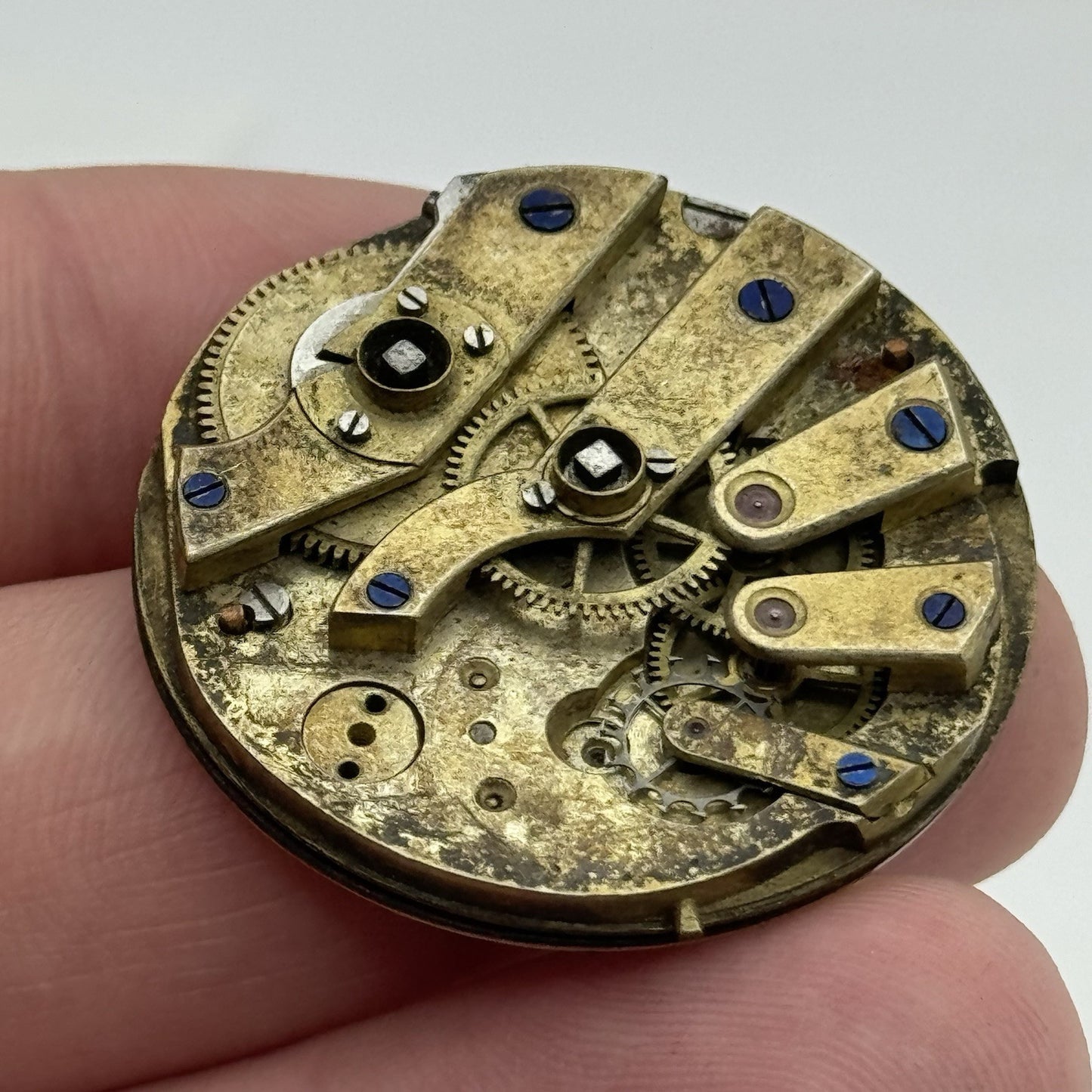 33.8mm Antique Beautiful Porcelain Dial Pocket Watch Movement - PARTS REPAIR
