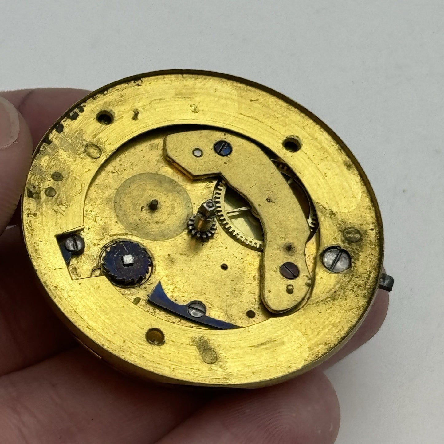 45.3mm Antique Fusee Pocket Watch Movement - Chain Missing PARTS REPAIR SPARES