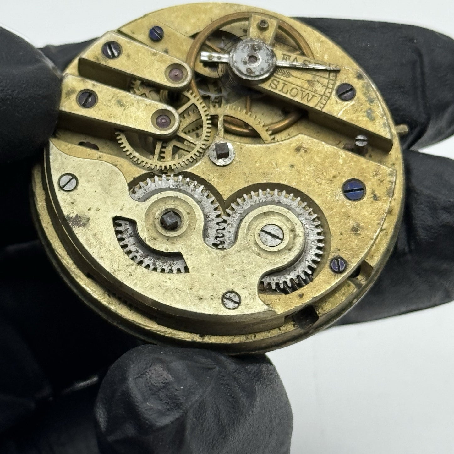 43.1mm Interesting Antique Pocket Watch Movement - Porcelain Dial PARTS REPAIR