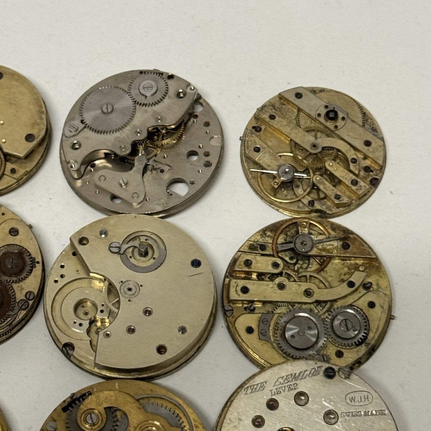 9 x Antique Mixed Pocket Watch Movements Bundle Job Lot Spares Repairs Parts