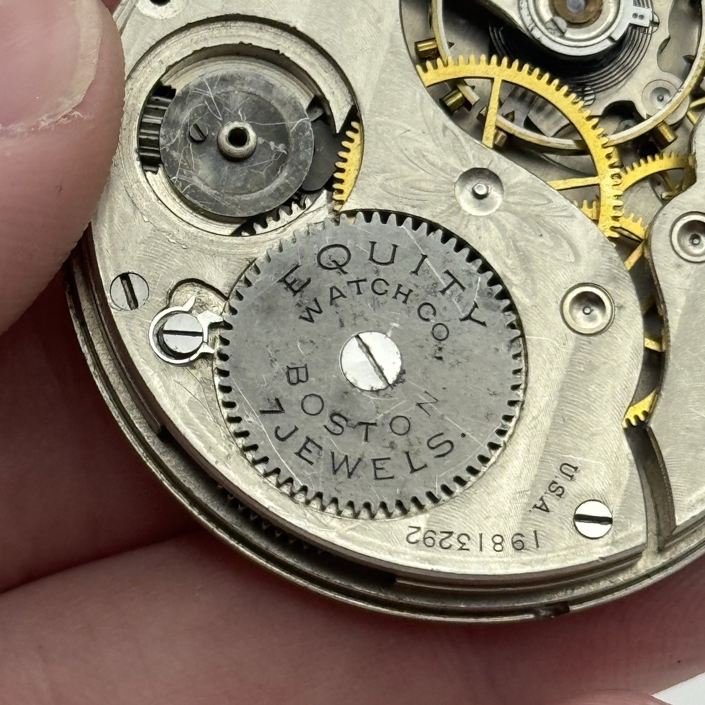43.3mm Equity Watch Co Boston Open Face American Pocket Watch Movement PARTS