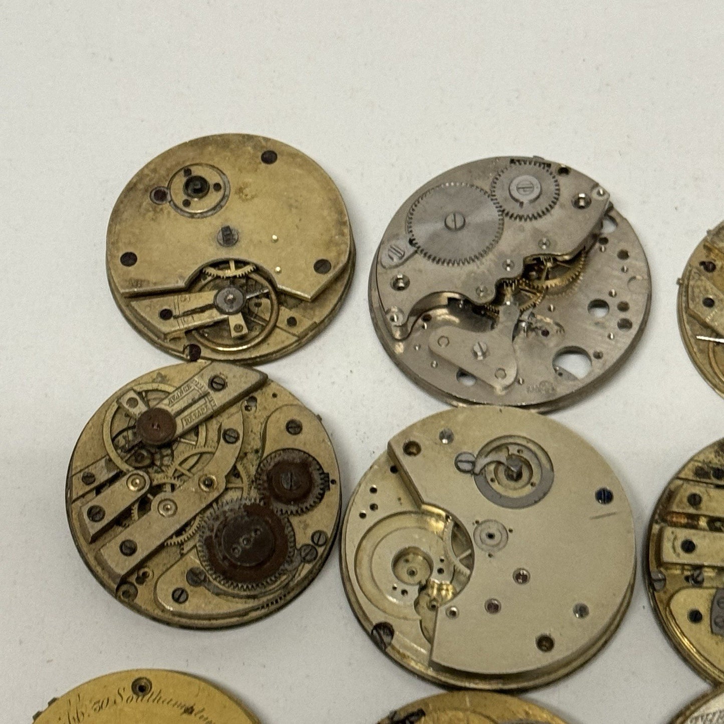 9 x Antique Mixed Pocket Watch Movements Bundle Job Lot Spares Repairs Parts