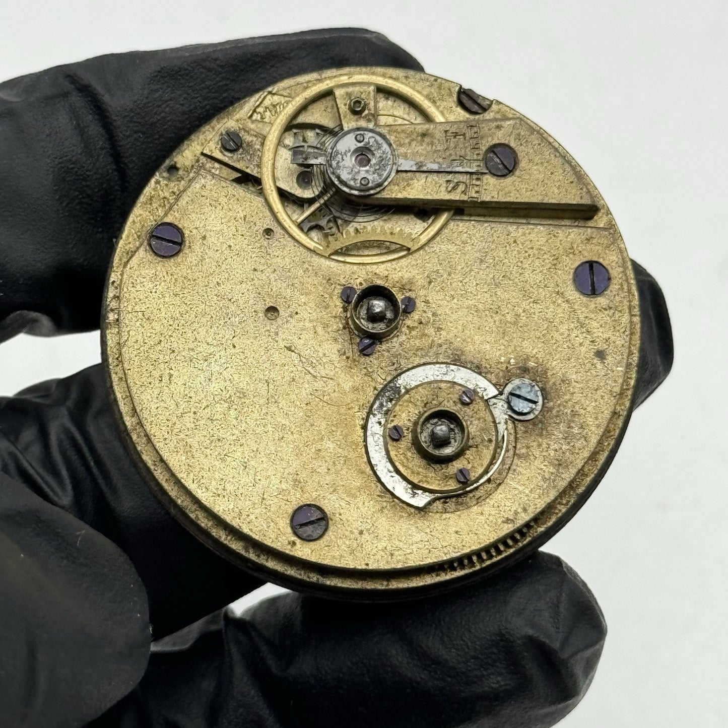 43.2mm Antique Key Wound Pocket Watch Movement - Roman Numerals PARTS REPAIR