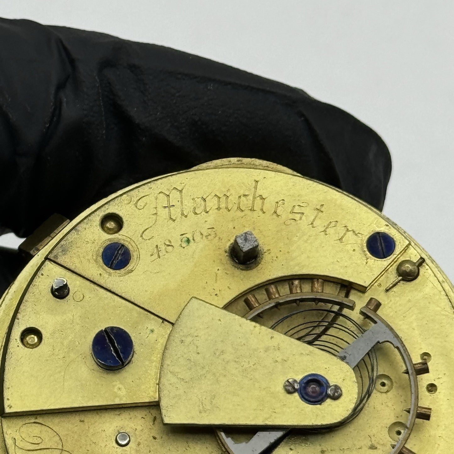 46.5mm Antique David Abrahams Manchester Key Wound Pocket Watch Movement PARTS