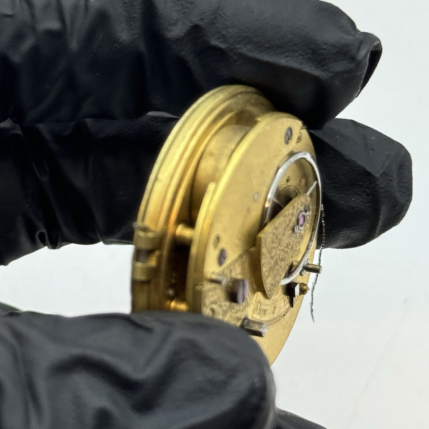 39.5mm Antique Key Wound Fusee Pocket Watch Movement - Broken Chain PARTS REPAIR