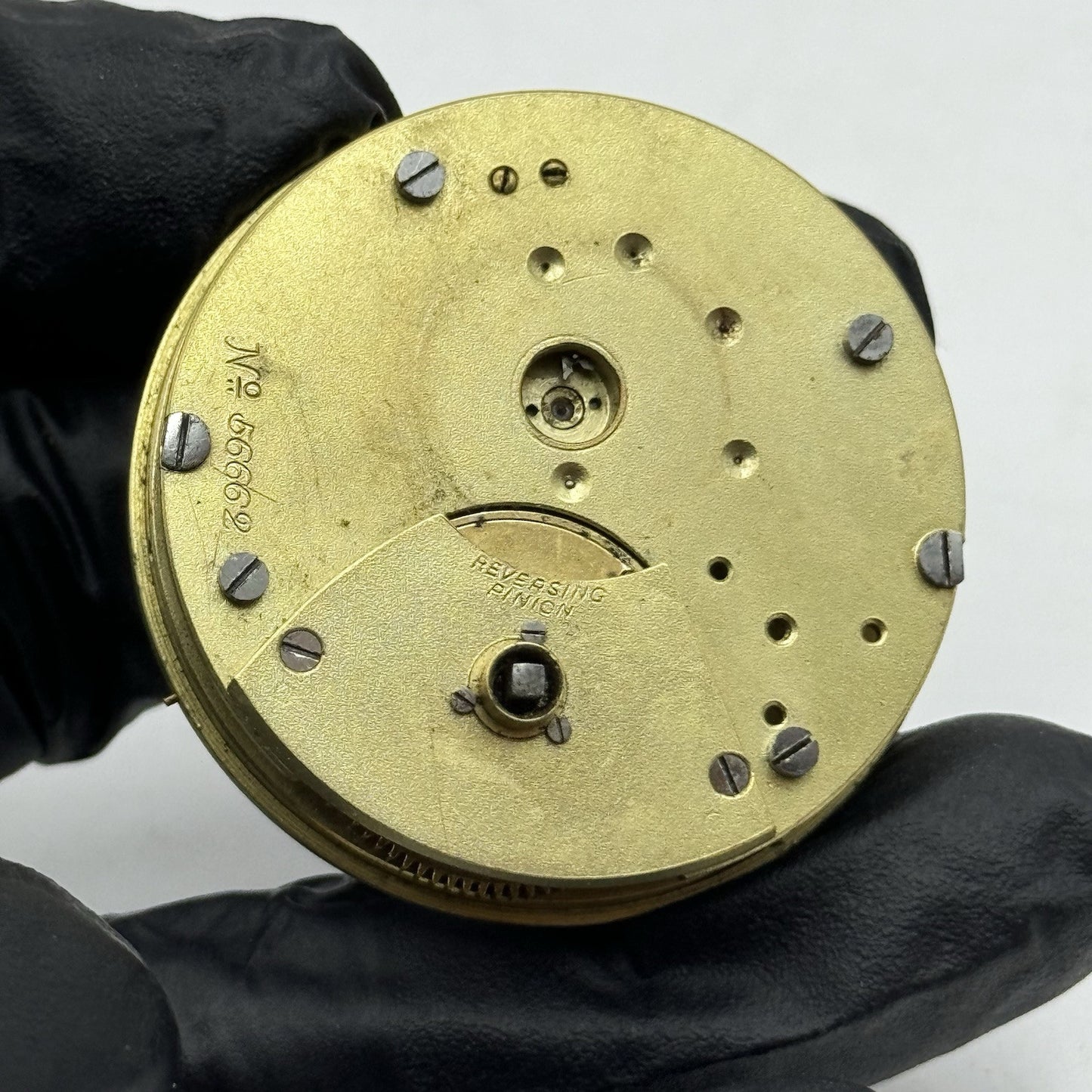 42.9mm Antique English Reversing Pinion Key Wound Pocket Watch Movement - PARTS